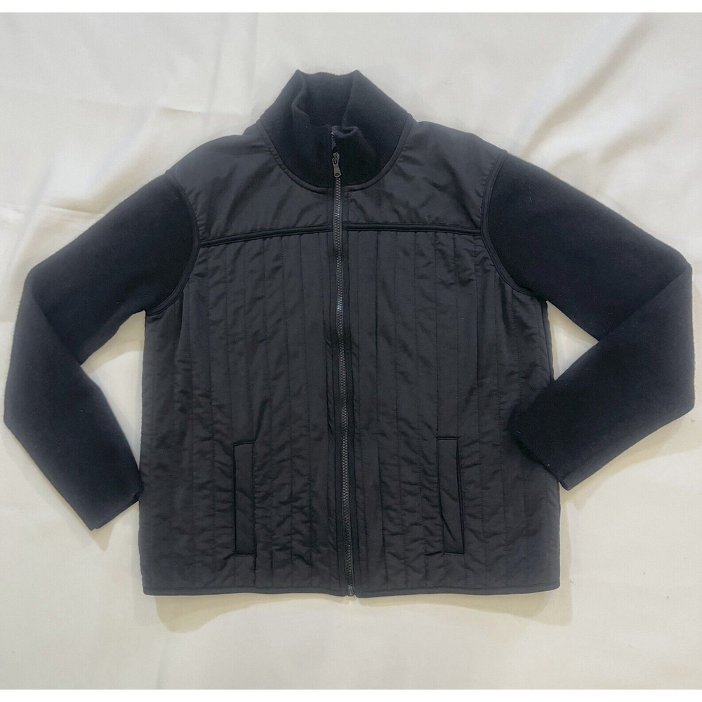 Ralph Lauren Active Jacket Zip Up Quilted Women Jacket Size:L Black Wool Blend